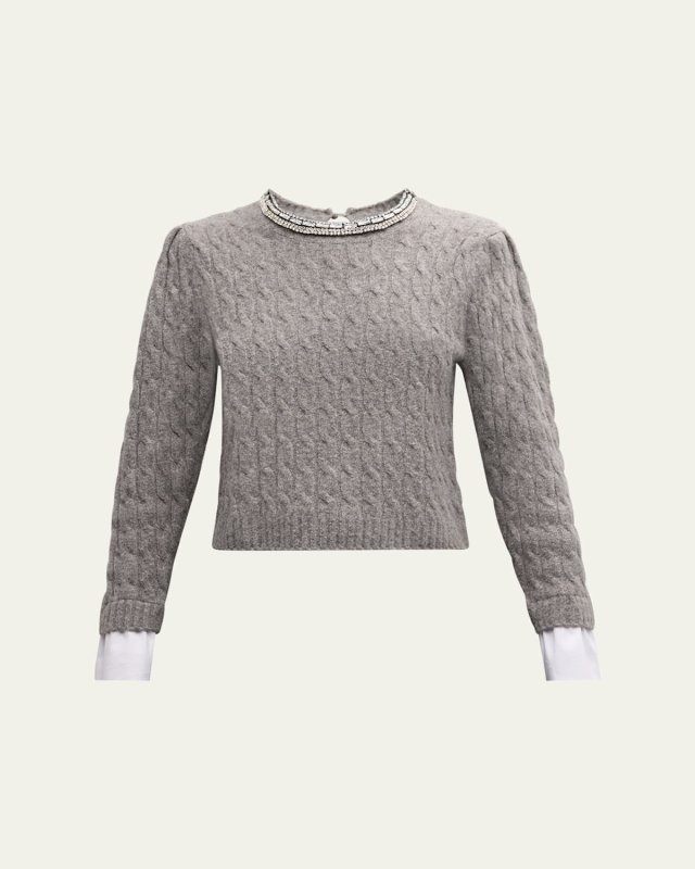Rosario Necklace Cable-Knit Combo Sweat